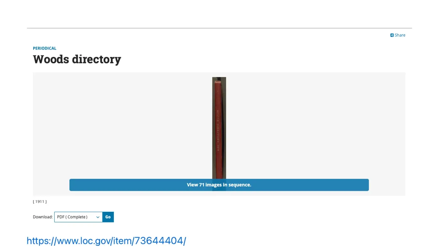 The Woods Directory item page on loc.gov